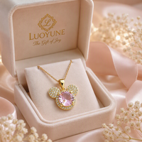Collier Mickey Exquis LUOYUNE Plaqué Or 18K, 3 Couleurs Disponibles, Zircon 5A Pavé, Laiton Écologique, Ensemble de Bijoux Tendance, Idéal Cadeau