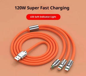 Línea de datos de carga rápida tres en Uno tipo C 5A PD 120W con chaqueta de silicona suave-Marca Geek - Product Image 2