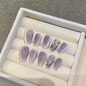 Fabricante al por mayor francés reutilizable Rhinestone taladro de lujo de alta calidad hecho a mano <span class=keywords><strong>uñas</strong></span> cortas beso prensa palo en las <span class=keywords><strong>uñas</strong></span> - Product Image 5