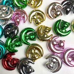 Perles électroplaquées Moon Cat pour chaîne de téléphone DIY, matériau pour boucles d'oreilles, pendentifs, accessoires de bijoux colorés - Product Image 1