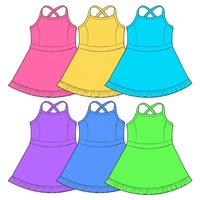 Robe d'été pour filles à bretelles spaghetti croisées dans le dos, avec ourlet à volants, pour enfants et tout-petits, idéale pour le yoga