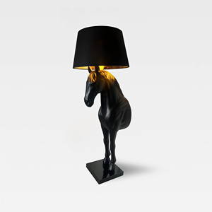 JYLIGHTING Lampadaire Rétro Nordique Danemark, Lanterne <span class=keywords><strong>Cheval</strong></span> en Résine, Lampes sur Pied pour Hall <span class=keywords><strong>et</strong></span> Loft avec Abat-jour Sculptural - Product Image 3