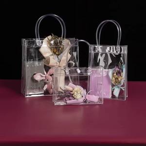 Bolsa de compras de <span class=keywords><strong>PVC</strong></span> PP, bolsas de plástico transparentes con asas para embalaje de regalo cosmético de vino - Product Image 4