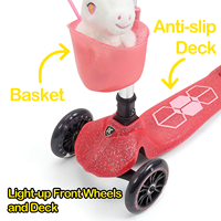 (Non destiné à la vente au détail) Trottinette pour enfants avec panier, roues lumineuses LED, plateau lumineux, pas besoin de batterie