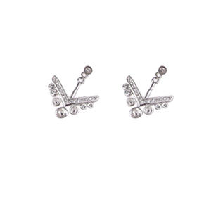 Conjunto de Anillo y Pendientes de Plata S925 DIY, con Cuentas Incrustadas en Forma de V, Nuevos Accesorios para Mujeres de Hong Kong - Product Image 5