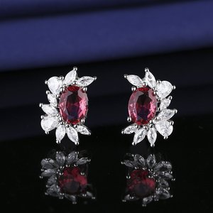 Usine 1 livraison vente chaude haut sens pigeon sang rouge pierre boucles d'oreilles anneau collier oeuf bijoux trois pièces ensembles - Product Image 3