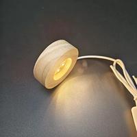 Support de boule de cristal 3D rond de 6 cm, 8 cm, 10 cm, alimenté par USB, lumière LED blanche chaude en bois pour boule de cristal K9