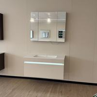 Meuble-lavabo mural moderne personnalisé, écologique et durable, avec miroir intelligent, résistant à l'eau, pour usage hôtelier