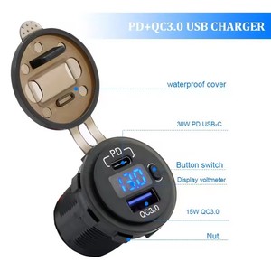 고속 충전 12V 24V PD QC3.0 USB 아울렛 퀵 차지 3.0 듀얼 USB 차량용 충전기 소켓 볼트미터 포함 보트 RV용 - Product Image 3