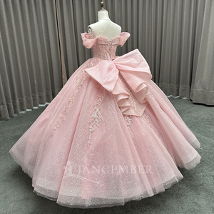 Vestido de 15 Años, Vestido de Fiesta de Quinceañera Rosa Claro, Apliques de Encaje, Flores, Vestido de Gala Dulce 16, Lsmc51 - Product Image 6