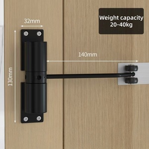 Ferme-porte automatique carré tout noir/argent, dispositif de fermeture de porte à ressort, <span class=keywords><strong>force</strong></span> réglable, convertit les portes à charnières en portes à fermeture automatique - Product Image 5
