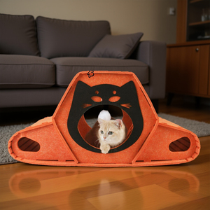 Hot All Season Felt Cat Tunnel Bed Casa plegable para mascotas con Forro cálido para gatos de interior y gatitos Productos para mascotas - Product Image 1