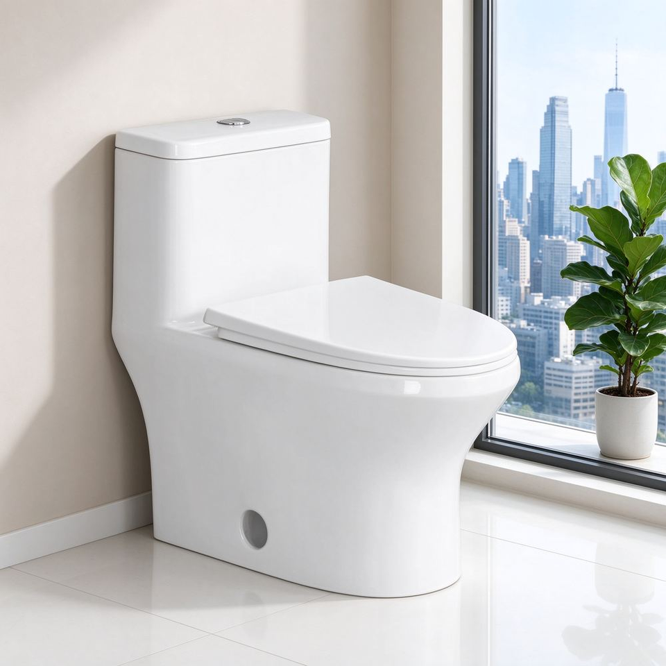High Quality One Piece Toilet Ceramic Siphon Vortex S Trap 300mm Rough ...