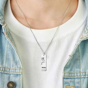 Collier pendentif à crochet en acier inoxydable pour la saint-valentin, cadeau créatif personnalisé pour <span class=keywords><strong>Couple</strong></span>, roi, reine - Product Image 4