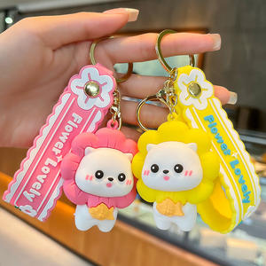 2025 Creative Cartoon <b>Cute</b> <b>Doll</b> Women's Luggage Small Pendant Kawaii Gift Silicone Sunflower Head Cover Cat Keychain - Product Image 2