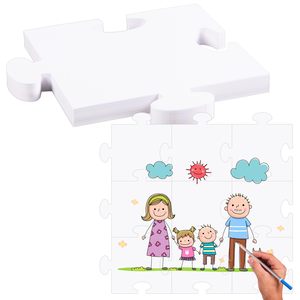 Pièces de <span class=keywords><strong>puzzle</strong></span> vierges en papier blanc <span class=keywords><strong>grand</strong></span> <span class=keywords><strong>format</strong></span>, découpées, double face, formes géantes prédécoupées pour dessiner et écrire - Product Image 1