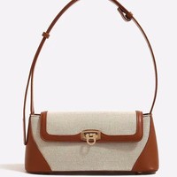 Bolso Bandolera de Moda 2026, Estilo Francés, con Parches, Elegante, de Cuero PU, con una Sola Correa, Portátil, de Poliéster