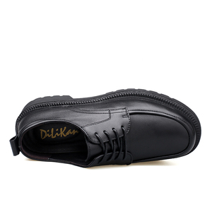 Mocassins <span class=keywords><strong>Derby</strong></span> Oxford pour femmes, en cuir de vachette véritable, à coupe basse, style uniforme, pour affaires, avec semelle épaisse compensée et rehaussante - Product Image 2