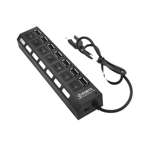 Hub <span class=keywords><strong>USB</strong></span> de 7 <span class=keywords><strong>Puertos</strong></span> <span class=keywords><strong>USB</strong></span> 2.0 con Interruptores de Encendido/Apagado y Cable Adaptador de Corriente DC para <span class=keywords><strong>PC</strong></span> Portátil, Divisor de Hub <span class=keywords><strong>USB</strong></span> de 1 a 7 <span class=keywords><strong>Puertos</strong></span> - Product Image 1