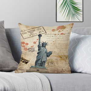 ใหม่สไตล์อังกฤษลอนดอนสิ่งทอหน้าแรกตกแต่งโซฟาผ้าฝ้ายวินเทจผ้าลินินสีชมพูหมอนสีแดง - Product Image 3