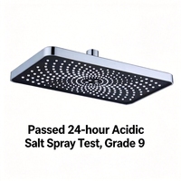 Pommeau de douche de plafond rectangulaire chromé de 12 pouces en laiton de haute qualité et haute pression, avec buse réglable en silicone liquide pour effet pluie, pour salle de bain
