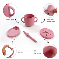 Ensemble de vaisselle pour bébé avec ventouse, assiettes et bols en silicone de qualité alimentaire, bavoir ajustable, cuillère et fourchette en silicone incassables