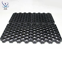 Grilles de pavage en PP alvéolées noires de 50 mm pour remplissage de gravier et gazon, 500x500 mm, pour allées, parkings et enclos pour chevaux - Design moderne
