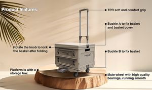 Chariot d'épicerie portable avec personnalisation OEM du chariot de supermarché pliant à quatre roues - Product Image 5