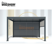Texture en bois écologique anti-vent pluie toit en plastique debout libre extérieur en aluminium jardin Gazebos couverture