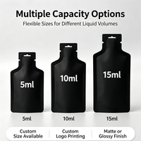 Pochette personnalisée noire pour échantillons liquides 5ml 10ml 15ml, finition mate ou brillante, avec trou de suspension, en plastique, pour emballage d'échantillons de cosmétiques liquides et gels