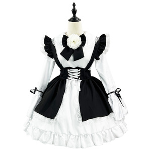 Cute Japanese Lolita Maid Outfit Black White Dress Set For Women Cosplay Costume S 4XL - Product Image 5