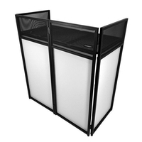 Cabine de DJ en Gros, Façade DJ Événementielle Blanche/Noire avec Cadre Métallique, Table Plate et Système Mobile pour Vente