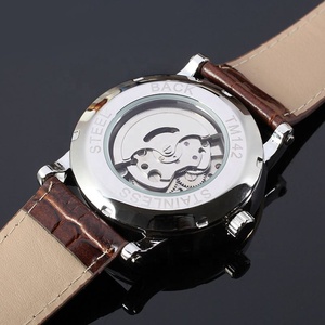 Montre pour homme rétro, mode décontractée, bracelet en cuir, entièrement automatique, mécanique, pour affaires, possibilité de personnalisation du logo - Product Image 5