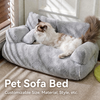 Canapé-lit pour animaux de compagnie en peluche OEM personnalisé, lavable, antidérapant, avec dossier surélevé, pour chat et chien, lit confortable pour dormir, vente en gros