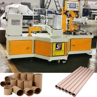 Machine automatique à grande vitesse pour la fabrication de tubes en carton spiralé et de petits mandrins en papier, avec couteaux multiples