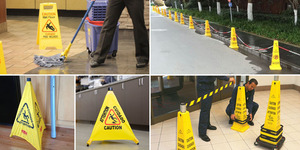 Cartello di avvertimento in plastica con segnale di avvertimento giallo personalizzato per pavimento bagnato all'ingrosso - Product Image 6
