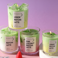 Nouveau produit 2026 – Cadeau de Noël et du Nouvel An pour femme – Bougie parfumée en forme de tasse à café – Bougie Matcha Latte en vrac avec pot en verre – Bestseller