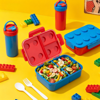 Kotak Makan Siang Plastik Lucu Model Kartun, Bahan Plastik Food Grade, Dilengkapi Gelas, Cocok untuk Buah, Piknik, dan Dapat Digunakan di Microwave
