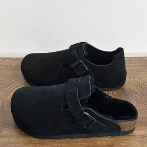 Mules plates d'extérieur tendance 2026, sandales Birkenstocks en cuir véritable et daim unisexe, lit de pied en liège Hana, fermées et légères - Product Image 3