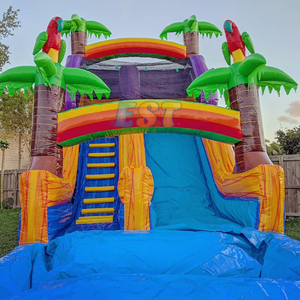 Tobogán acuático de entretenimiento para padres e hijos, tobogán acuático inflable de loro de Estilo Hawaiano de verano con soplador de aire para niños - Product Image 2