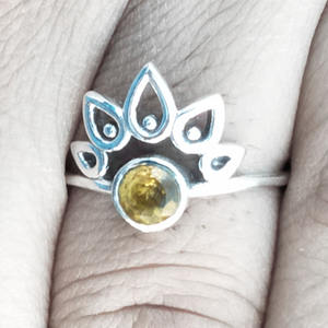 925แฮนด์เมดอินเดียเครื่องประดับเงินสเตอร์ลิงทำเองแหวนพลอยซิทรินตั้งค่าหนามเตยของผู้หญิงขายส่งเป็นจำนวนมาก - Product Image 1