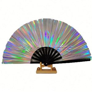 Pvc Laser Rave Hand Brightly Colored <b>Large</b> Folding <b>Fan</b> Party for Chinese New Year Business Gifts Music - Product Image 6