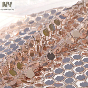 Nanyee Textile 1.8cm Rond Big Dot <span class=keywords><strong>Disco</strong></span> Lumière Café Brun Sequin Brodé Tulle Tissu - Product Image 6