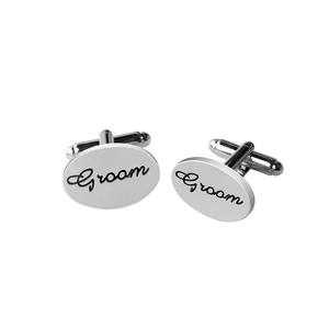 Boutons de manchette ovales en alliage de haute qualité de 20 mm avec logo personnalisé pour hommes, boutons de manchette plaqués - Product Image 3