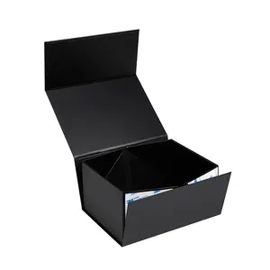 Роскошная Черная Магнитная картонная бумажная упаковка горячее тиснение золотые складные коробки складные подарочные коробки матовое ламинирование тиснение