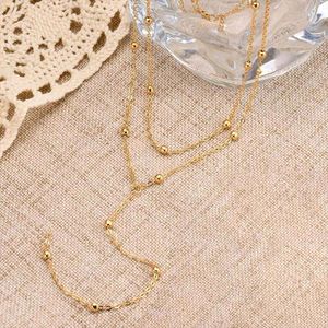 Collar Lariat Minimalista con Cuentas en Capas, Joyería Diaria para Ella, Chapado en <span class=keywords><strong>Oro</strong></span> <span class=keywords><strong>de</strong></span> 18K, Acero Inoxidable - Product Image 2