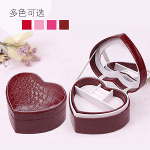 <strong>Heart</strong> <strong>Shape</strong> <strong>Jewelry</strong> <strong>Box</strong> Crocodile Pattern PU Leather Jewellery Storage Organizer - Product Image 2