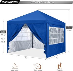 Bán buôn lớn cố định ngoài trời gấp 10 'x 10' Tán lều gazebo với tường và cửa sổ - Product Image 2