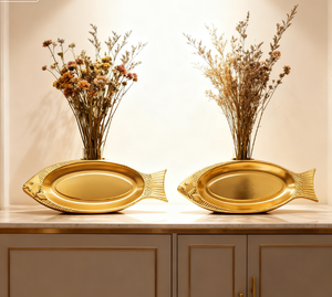 أطباق وصواني معدنية مستطيلة فريدة، صحون عصرية ملونة بالمينا للحفلات والأعراس، مناسبة للعائلات والفنادق والمطاعم والمنازل والمكاتب - Product Image 2