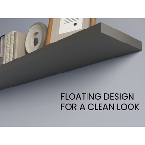 Greer Floating Shelf In Melamine <b>Grey</b> 2 Pack Wall Mount <b>Storage</b> Display Rack For Living Room Bedroom Home Office Decor - Product Image 3